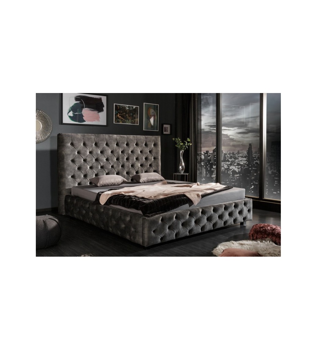 Łóżko Big CITY Paris 180 cm x 200 cm oliwkowo szare do sypialni w stylu nowoczesnym.