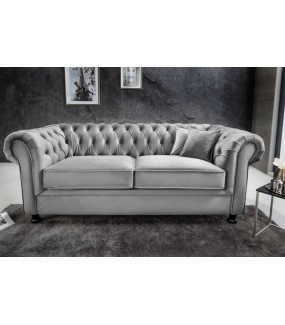 Sofa ARIELLE Chesterfield 190  Cm Szara do salonu urządzonego w stylu nowoczesnym oraz glamour.