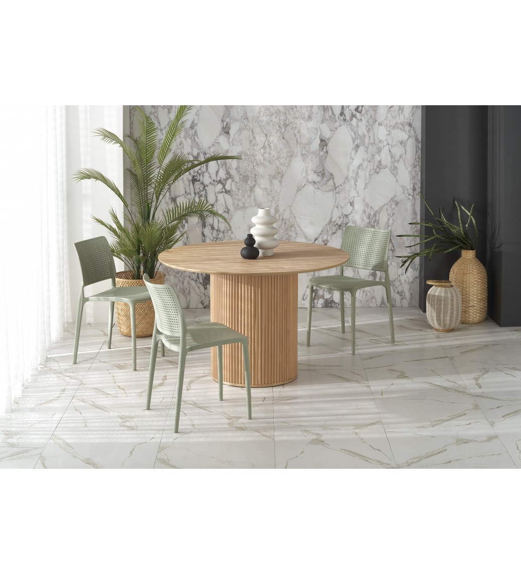 Stół LOPEZ 120 cm w kolorze dąb naturalny do salonu urządzonego w stylu nowoczesnym, klasycznym, skandynawskim oraz boho.