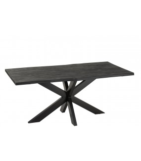 Oryginalny stół z naturalną krawędzią do salonu urządzonego w stylu industrialnym.