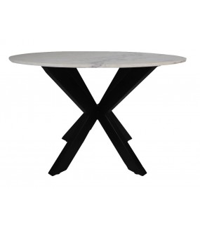 Stół okrągły REVEN 120 cm biały marmur do salonu, kuchni oraz jadalni.