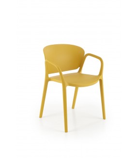 Krzesło NATI z podłokietnikami musztardowe do salonu, jadalni oraz kuchni w stylu nowoczesnym, klasycznym oraz skandynawskim.