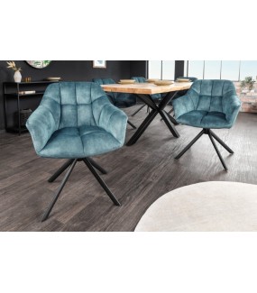 Krzesło obrotowe Luisa niebieskie do salonu oraz jadalni w stylu nowoczesnym.