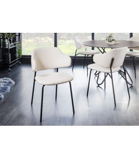 Krzesło RONSE Bouclé Białe do salonu, jadalni oraz kuchni w stylu nowoczesnym oraz klasycznym.