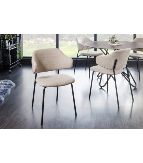 Krzesło RONSE Bouclé greige do salonu, jadalni oraz kuchni w stylu nowoczesnym oraz klasycznym.
