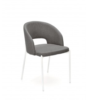 Wygodne krzesło KIWU z białym, metalowymi nogami do salonu.