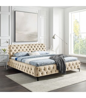 Łóżko LILY Modern Barock 180 cm x 200 cm beżowe do sypialni urządzonej w stylu nowoczesnym, klasycznym oraz glamour.