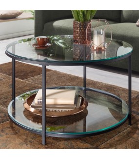 Stolik kawowy CALVIA 80 cm transparentny do salonu urządzonego w stylu nowoczesnym oraz klasycznym.