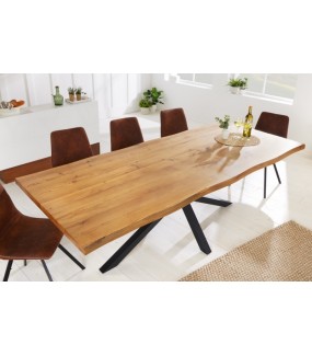 Industrialny stół Spider z blatem z drewna dębowego oraz metalowymi nogami do salonu i jadalni.