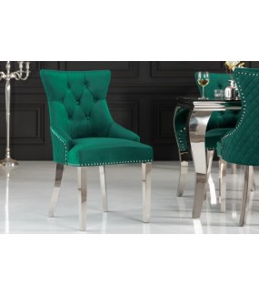 Krzesło OXANA zielonedo salonu, pokoju dziennego, jadalni, w stylu modern barock