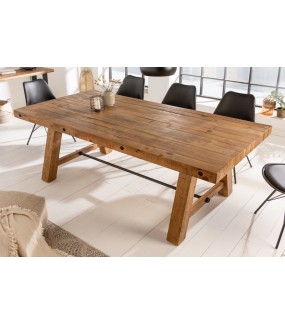 Przepiękny stół z drewna sosnowego z metalowymi akcentami