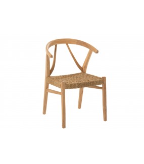 Piękne krzesło wykonane z drewna tekowego w świetny sposób wpisze się do salonu w stylu boho.