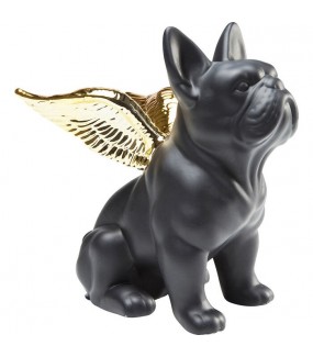 Figurka dekoracyjna Angel Dog czarno złota do salonu, sypialni oraz przedpokoju w stylu glam.