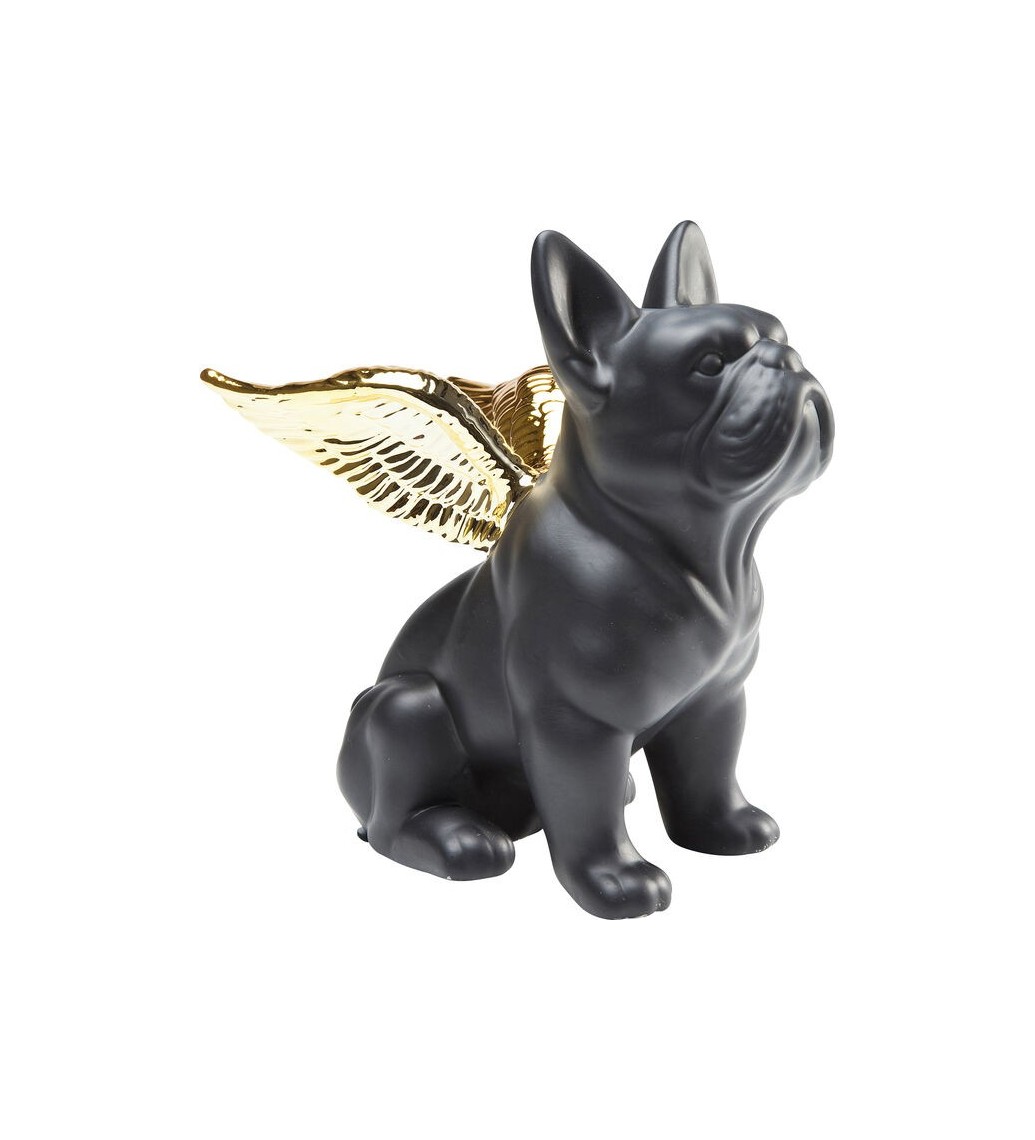 Figurka dekoracyjna Angel Dog czarno złota do salonu, sypialni oraz przedpokoju w stylu glam.