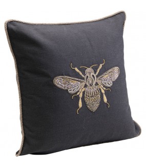 Antracytowa poduszka z motywem pszczółki do salonu.
