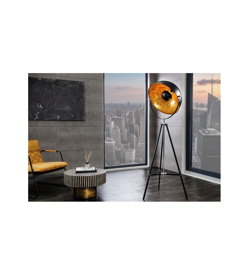 Lampa podłogowa Big Studio 160 cm czarno złota do salonu w stylu loftowym.