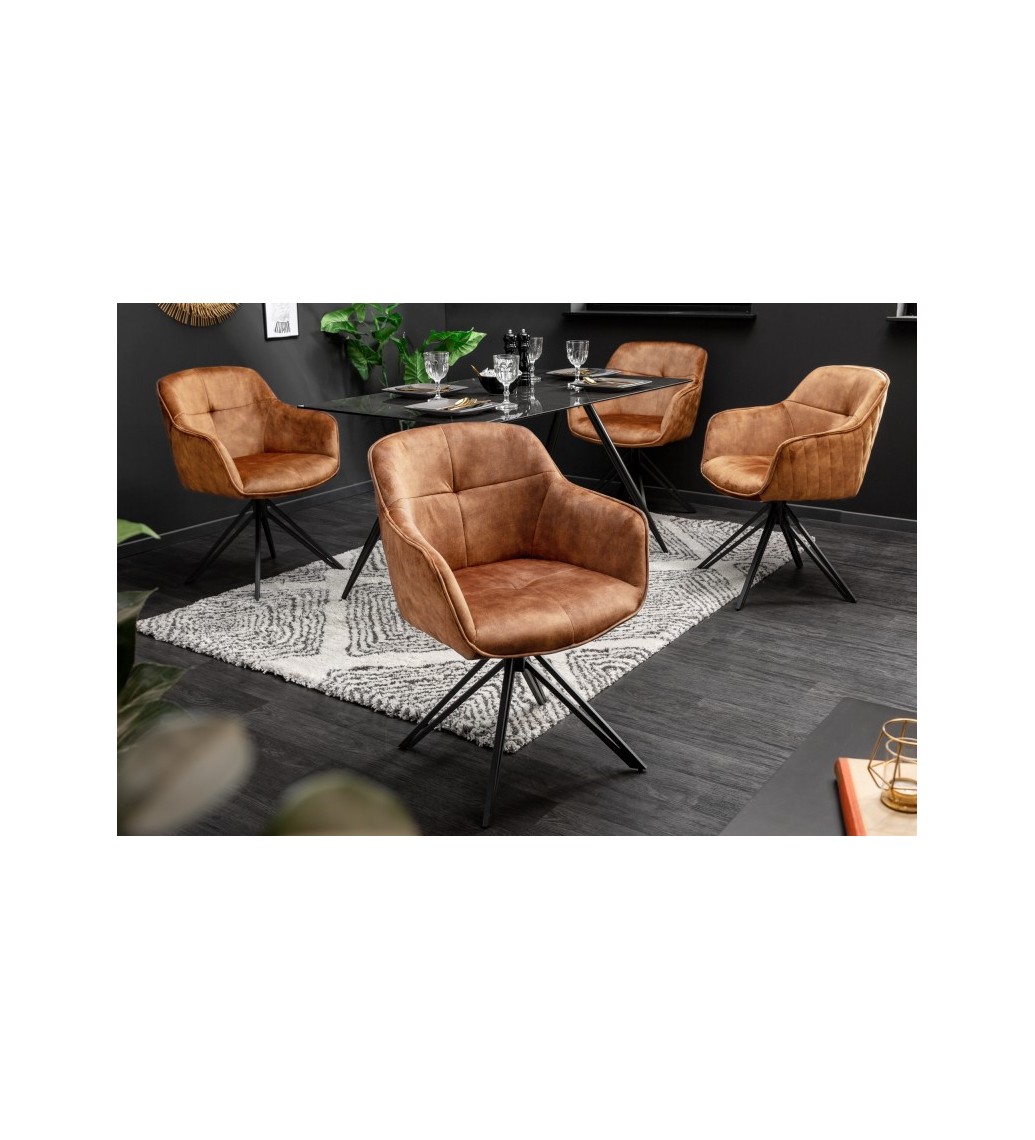 Krzesło Edmonton obrotowe 180 stopni brązowe do kuch w stylu nowoczesnym na czarnej nodze.