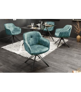 Obrotowe krzesło Edmonton idealnie wpisze się do salonu w stylu glamour  na solidnej metalowej podstawie.
