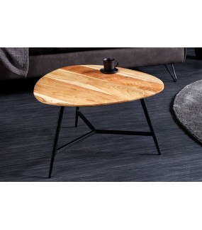 Stolik kawowy IBARA 60 cm drewno akacja do salonu w stylu industrialnym.