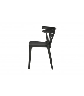 Wygodne krzesło sztaplowane czarne do jadalni w stylu nowoczesnym. Sprawdzi się w rustykalnej jadalni.