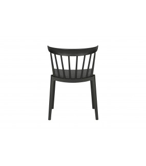 Wygodne krzesło sztaplowane czarne do jadalni w stylu nowoczesnym. Sprawdzi się w rustykalnej jadalni.
