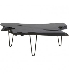 Czarny stolik kawowy z drewna i metalu – rustykalny akcent do salonu