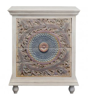 Ręcznie rzeźbiona komoda Shabby Chic z drewna mango