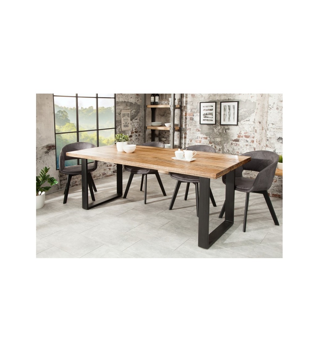 Stół Factory Craft 200 cm z drewna Mango do salonu w stylu industrialnym