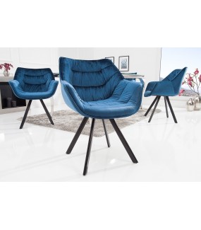 Krzesło designerskie The Dutch Comfort aksamitny niebieski do salonu