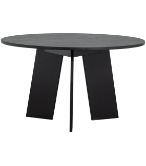 Nowoczesny stół z litego dębu FRIES – matowa czerń, Ø129 cm