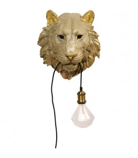 Złota lampa ścienna w kształcie głowy tygrysa – ANIMAL TIGER HEAD 38 cm