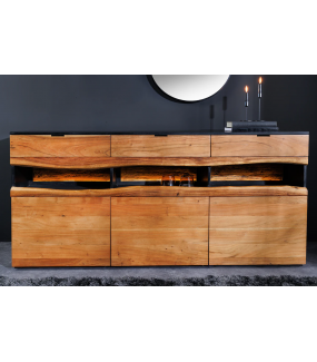Komoda z drewna akacjowego 180 cm – GRAND ACACIA z podświetleniem LED