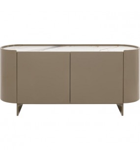 Sideboard Komoda ELIANO 160x45x75 cm – khaki, blat z naturalnego marmuru