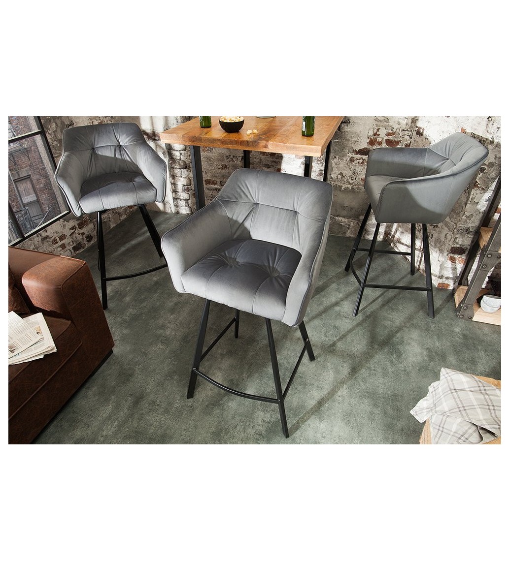 Krzesło Barowe Loft srebrno szare