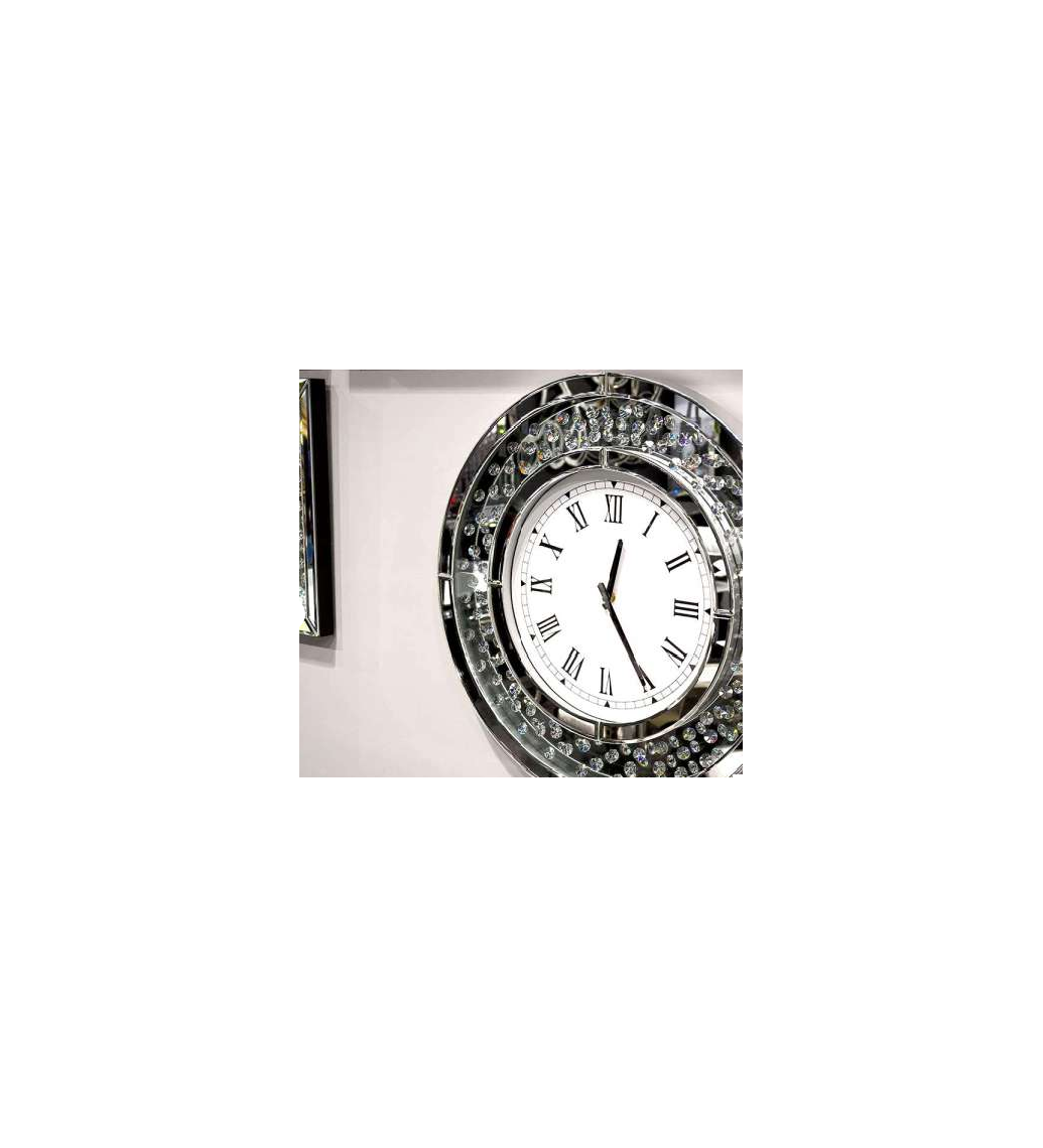 Zegar lustrzany z kryształkami