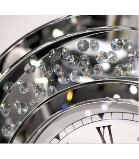 Zegar lustrzany z kryształkami