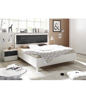 Łóżko XAOS 160 cm x 200 cm biało Antracytowe Z Ozdobnym Nadrukiem do sypialni