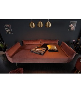 Sofa rozkładana Divani 215 cm różany aksamit