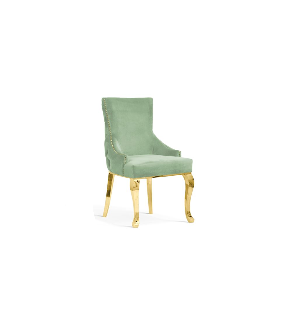 Krzesło LORITA z podłokietnikami Złote nogi
