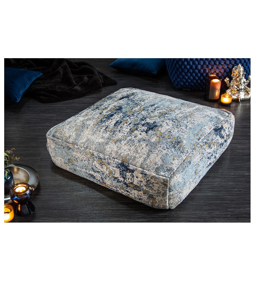 Pufa na podłogę Cabernet Sauvignon 70 cm niebiesko beżowa