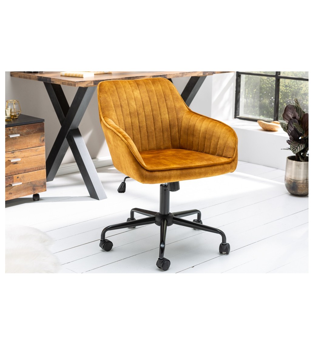 Krzesło Biurowe Dutch Comfort musztardowy żółty