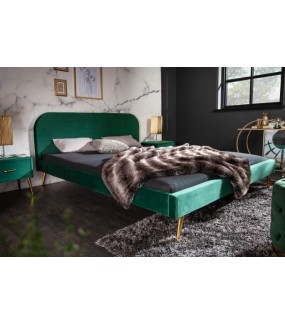 Łóżko Famous 140 cm x 200 cm Szmaragdowo Zielony Aksamit