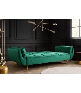 Sofa Acolchado szmaragdowo-zielona 213 cm z funkcją spania w stylu retro do salony.