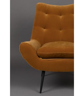 Fotel GLODIS pomarańczowy, karmelowy  w stylu retro do salonu, pokoju dziennego, jadalni