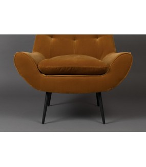 Fotel GLODIS pomarańczowy, karmelowy  w stylu retro do salonu, pokoju dziennego, jadalni