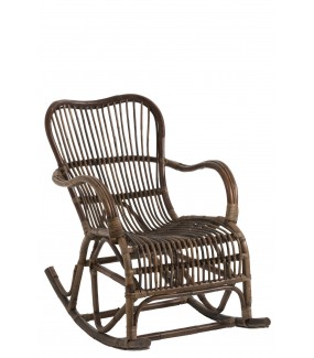 Fotel bujany ARTILUGIO rattanowy brązowy do salonu, pokoju dziennego, na taras, w stylu boho, industrialnym, vintage, retro