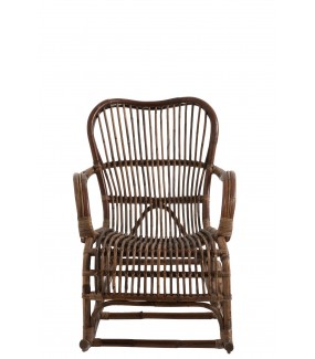 Fotel bujany ARTILUGIO rattanowy brązowy do salonu, pokoju dziennego, na taras, w stylu boho, industrialnym, vintage, retro