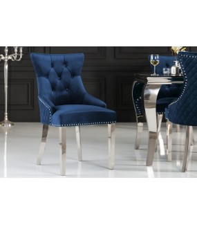 Krzesło OXANA Modern Barock niebieskie do salonu. Idealnie sprawdzi się w   jadalni zaaranżowanej w barokowym stylu.