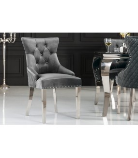 Krzesło OXANA szare do salonu, pokoju dziennego, jadalni, w stylu modern barock