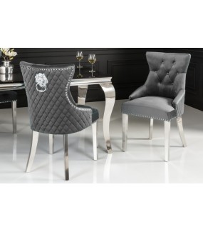 Krzesło OXANA szare do salonu, pokoju dziennego, jadalni, w stylu modern barock